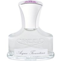 Clear glass bottle of Creed Acqua Fiorentina perfume with silver cap and embossed logo.