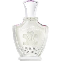 Clear glass bottle of Creed Acqua Fiorentina Eau de Parfum, floral design, silver cap, embossed logo.