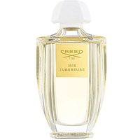 Clear glass bottle of Creed Iris Tubereuse Eau de Parfum, 100 ml, with a white cap and gold label.