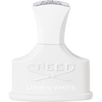 White Creed Love in White perfume bottle, 30 ml, with embossed logo and silver cap, elegant and floral design.