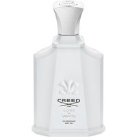 White Creed Love in White cleansing body gel bottle with embossed logo and silver cap, 200 ml.