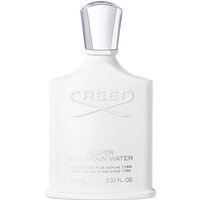 White Creed Silver Mountain Water bottle with silver cap, embossed logo, and elegant minimalist design.