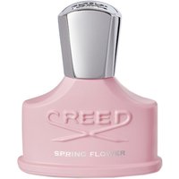 Pink Creed Spring Flower perfume bottle with silver cap, embossed logo, and floral design, 30 ml size.