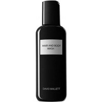 Black David Mallett Hair & Body Wash bottle, 250 ml, with white label and sleek design.