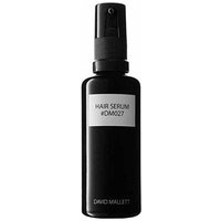 Black David Mallett hair serum bottle with pump dispenser, labeled "Hair Serum DM027," 50 ml size.