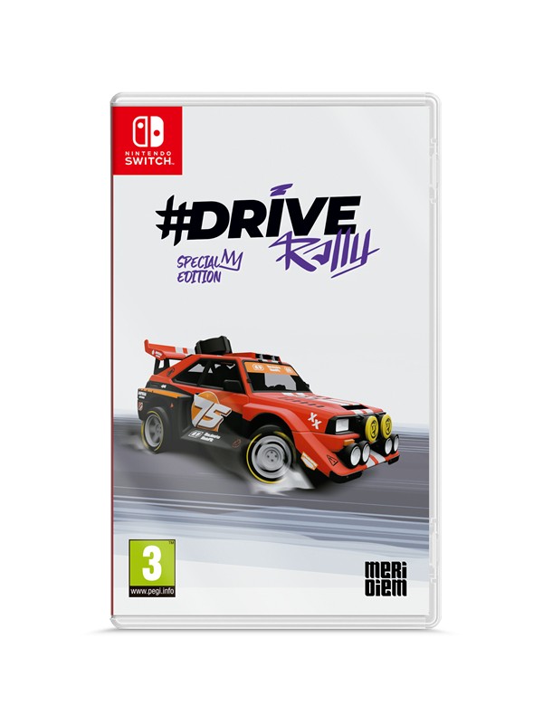 #DRIVE Rally Special Edition for Nintendo Switch features a vibrant red racing car on the cover, with bold purple text and a sleek, modern design.