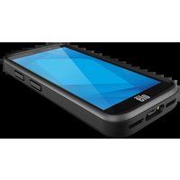 Black Elo Touch Solutions Rubber Boot with textured edges, designed for device protection, featuring button cutouts.