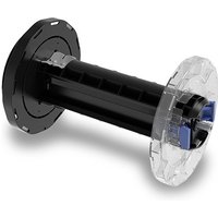 Black Epson printer spindle with circular ends, one transparent, featuring blue components inside.