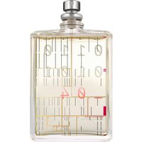 Clear glass bottle with abstract design, silver cap, containing Escentric Molecules Escentric 04 unisex citrus perfume.