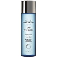 Blue cylindrical bottle of Esthederm Eau Cellulaire Lotion with silver cap and white label detailing.