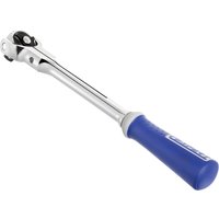 Silver Expert 1/2in drive swivel head ratchet with blue ergonomic handle and reversible mechanism.