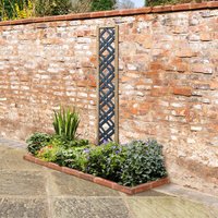 Grey painted wooden diamond lattice panel, 5'11 x 1', with intricate crisscross design by Forest Garden.
