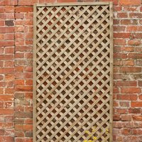 Forest Garden diamond lattice panel, 6' x 2', pressure-treated wood, rectangular with crisscross pattern.