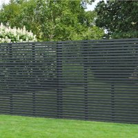 Contemporary grey slatted fence panel, 6' x 6', with horizontal slats and sleek design, by Forest Garden.