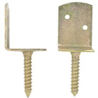 Forest Garden L brackets, pack of 4, zinc-plated with screws, right-angle design, two holes on the flat side.
