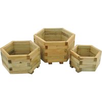 Forest York Hexagonal Wooden Garden Planter Set of 3 - image 3