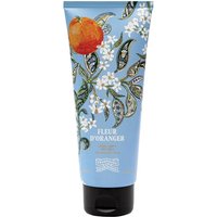 Blue tube of Fragonard Fleur d'Oranger Body Milk with floral and orange design, 200 ml.