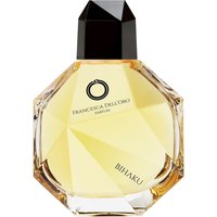Faceted glass bottle of Francesca dell'Oro Bihaku Eau de Parfum, 100 ml, with a black geometric cap.