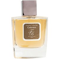 Clear glass bottle with amber liquid, square brown cap, and label reading "Cashmere" by Franck Boclet, 100 ml unisex perfume.