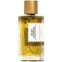 Goldfield & Banks Velvet Splendour perfume, 100 ml, in a clear rectangular bottle with a gold cap and white label.