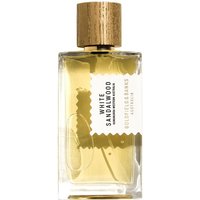 Goldfield & Banks White Sandalwood Perfume 100 ml, clear rectangular bottle with wooden cap and white label.