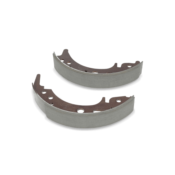 EBC Brakes H320 brake shoes in metallic grey with a curved design, featuring a smooth surface and multiple mounting holes, measuring 180mm in diameter.