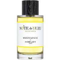 Heeley Note de Yuzu Eau de Parfum 100 ml, clear bottle with black cap, yellow citrus fragrance liquid inside.