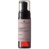 Hobe Pergh cleansing lotion, 100 ml bottle, black pump, clear cap, pink label with black text, red-tinted base.