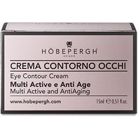 Hobe Pergh Eye Contour Cream, 15ml, in a sleek pink and black box with anti-aging claims for all skin types.