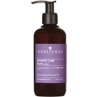 Hobe Pergh Intimate Care Soap 250 ml, dark amber pump bottle with purple label, chamomile and tea tree oil formula.