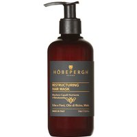 Brown bottle with black pump, gold label text, Hobe Pergh Restructuring Hair Mask for dry, dyed, and bleached hair.