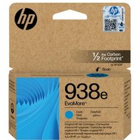 HP cyan printhead cartridge 938E, brown box with blue swirl design, Evomore branding, 1.65K pages.
