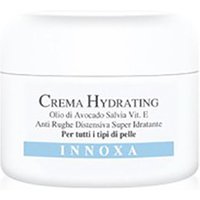 White Innoxa Crema Hydrating jar, blue label, 50 ml, moisturizing face cream for all skin types, Italian text.