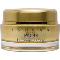 Gold Innoxa Liftcompact 100 ml anti-aging body cream jar with clear base and black text.