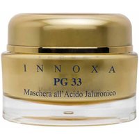 Gold Innoxa anti-aging face mask jar, 50 ml, with black text and clear base.