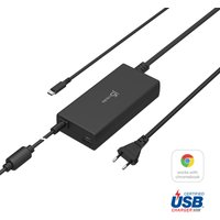 Black j5create USB-C super charger with EU plug, 100W PD, rectangular design, includes USB-C and power cables.