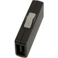 Black Jabra QD mute adapter with a rectangular shape and a central gray switch.