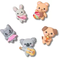 Jibbitz Crocs Cutie Animal Friends set of 5, featuring bunny, bear, cat, koala, and dog charms with playful accessories.