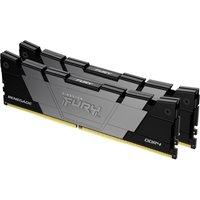 Black and silver Kingston FURY DDR4 RAM kit with angular heatsinks and "Renegade" branding.