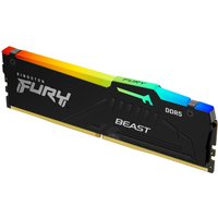 Black Kingston FURY Beast DDR5 RAM with RGB lighting and bold white branding.