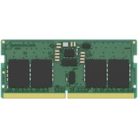 Green Kingston DDR5 memory module with black chips and gold connector edge.