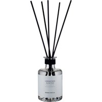 Clear glass diffuser bottle with black reeds and white label, featuring "Laboratorio Olfattivo - Biancotalco" text.