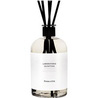 Laboratorio Olfattivo Biancothe diffuser 1000 ml, clear round bottle with black reeds and white label.