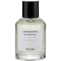 Clear glass bottle with black cap, white label reading "Laboratorio Olfattivo Salina," containing 100 ml unisex marine perfume.