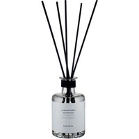 Clear glass Zen-Zero diffuser with black reeds and silver cap, 200 ml, by Laboratorio Olfattivo.
