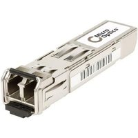 Lanview MO-02315204 silver network transceiver module with fiber optic ports and barcode label