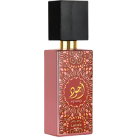Lattafa Ajwad Pink To Pink Eau De Parfum, 60ml bottle, pink with ornate gold pattern and black cap.