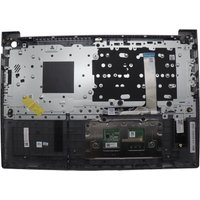 Black Lenovo laptop cover with integrated keyboard frame, visible circuit board, and multiple screw holes.