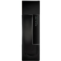 Black rectangular LM Parfums Black Oud bottle, sleek matte finish, with a vertical label on the front.