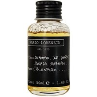 Clear bottle of Lumi RESPIRO Beard Shampoo, 50 ml, with black label and black screw cap, amber liquid inside.